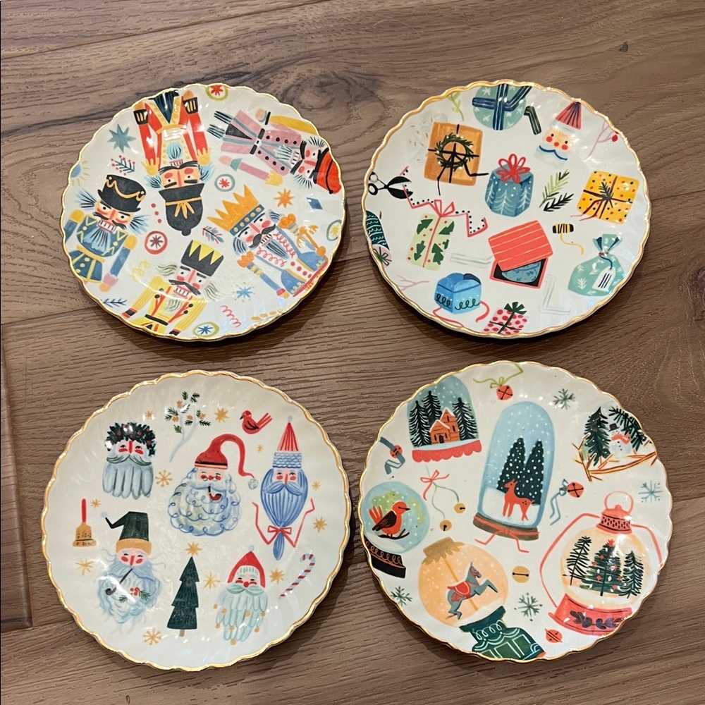 Anthropologie Festive Plates Set - Multicolor